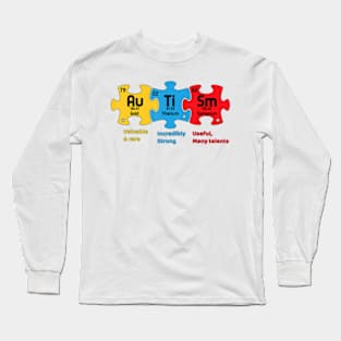 Puzzle Periodic Table Elements World Autism Awareness Long Sleeve T-Shirt